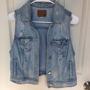 American Eagle Distressed Denim Vest